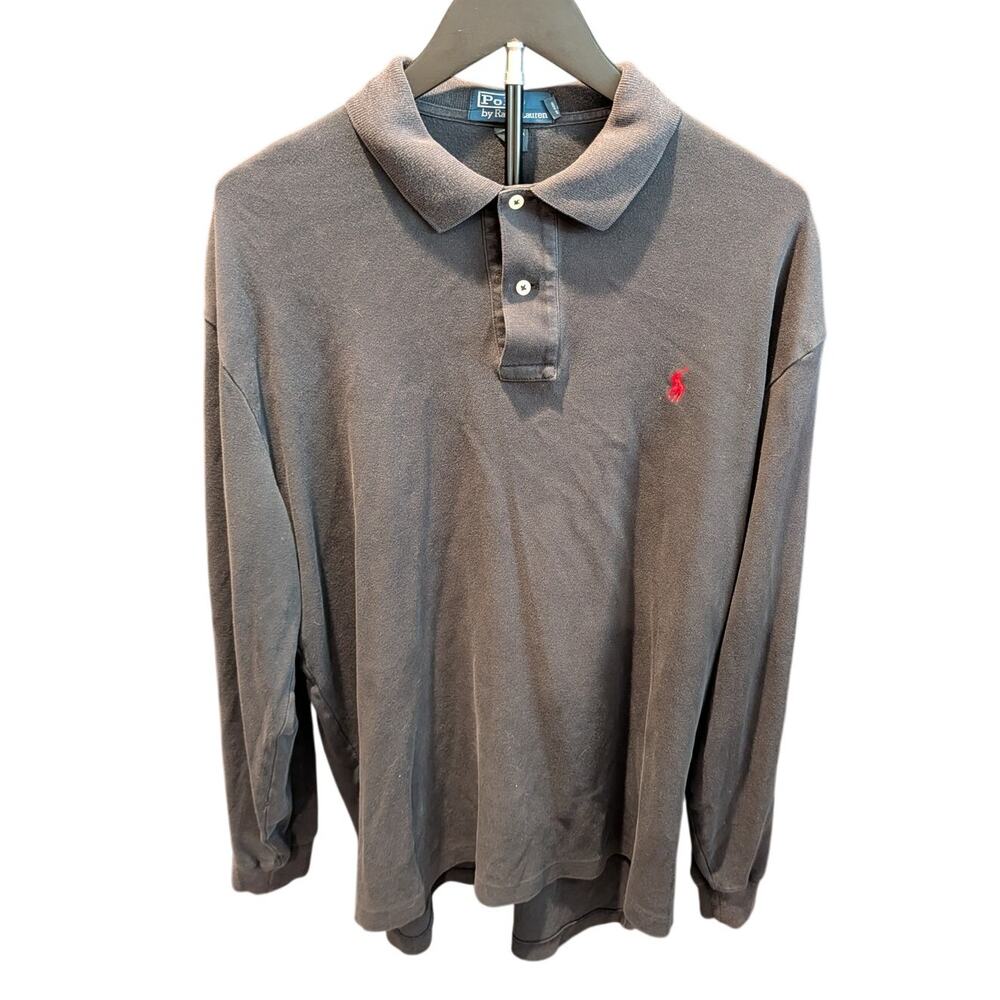Polo Ralph Lauren Men's L Black Long Sleeve Polo Shirt Red Pony Classic